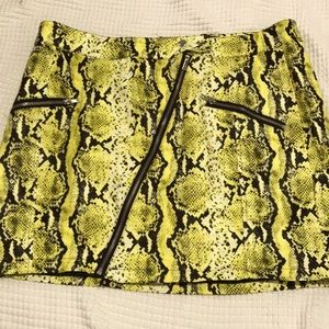 Yellow Snake Print Skirt
